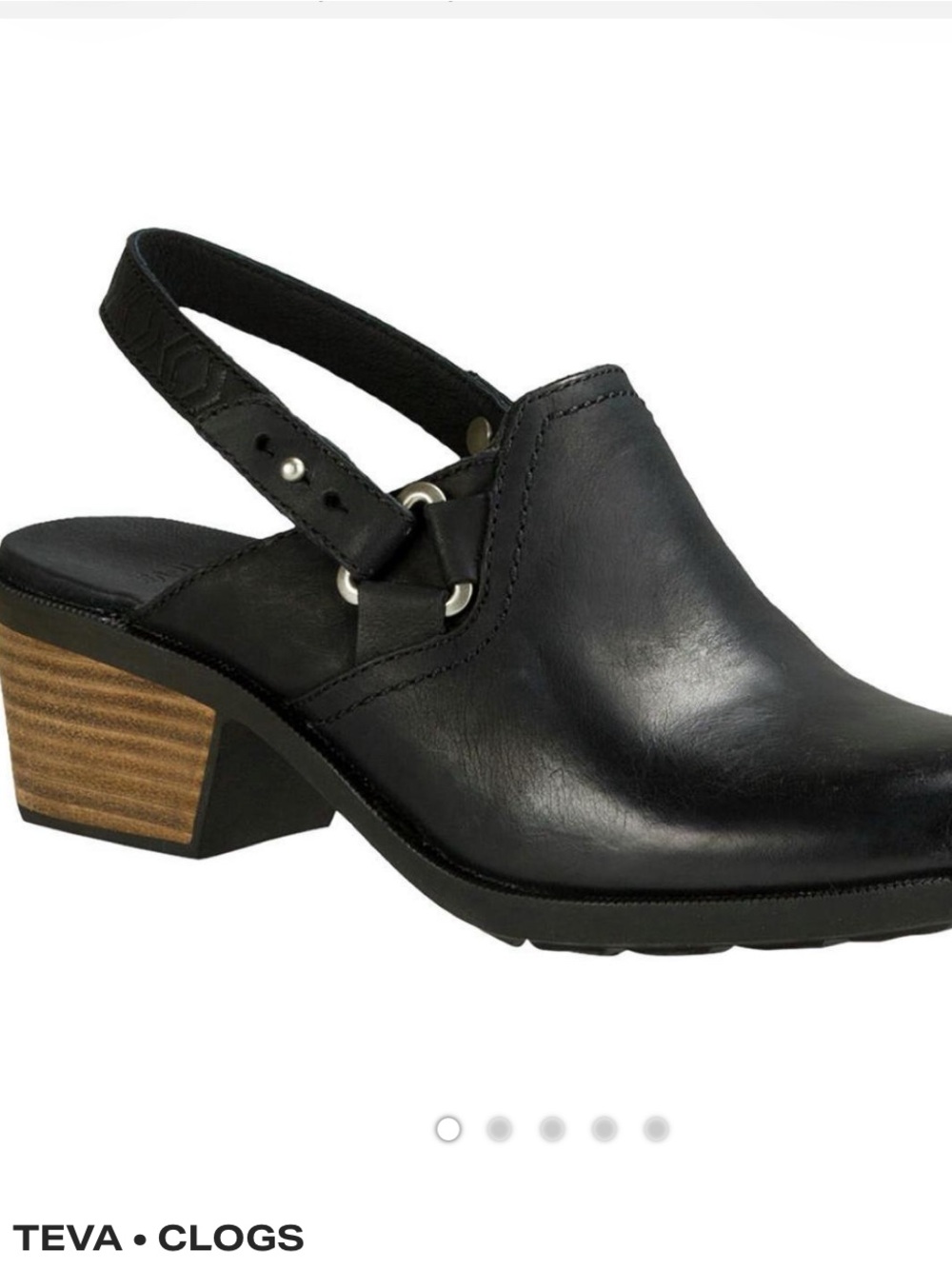Teva Woman's Black Leather Foxy Clogs/Mules /Heels Sz 7.5